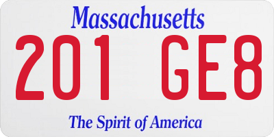 MA license plate 201GE8