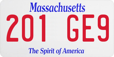 MA license plate 201GE9