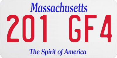 MA license plate 201GF4
