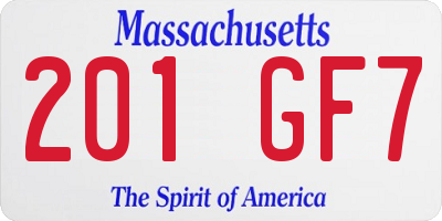 MA license plate 201GF7