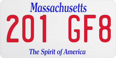 MA license plate 201GF8