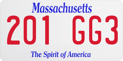 MA license plate 201GG3