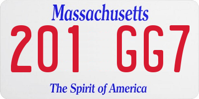 MA license plate 201GG7