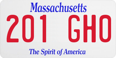 MA license plate 201GH0