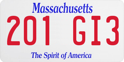MA license plate 201GI3