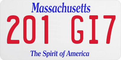 MA license plate 201GI7