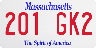 MA license plate 201GK2