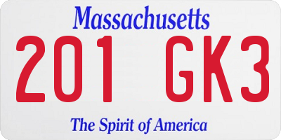 MA license plate 201GK3
