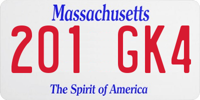MA license plate 201GK4