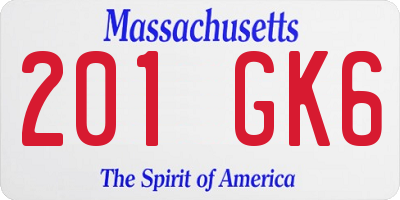 MA license plate 201GK6