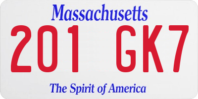 MA license plate 201GK7