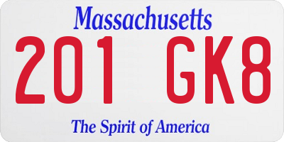 MA license plate 201GK8
