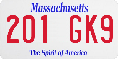 MA license plate 201GK9