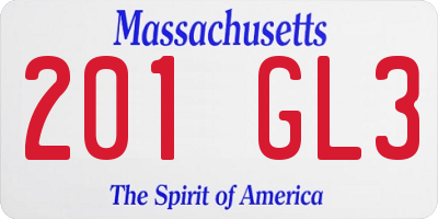 MA license plate 201GL3