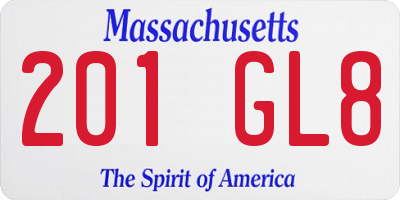 MA license plate 201GL8