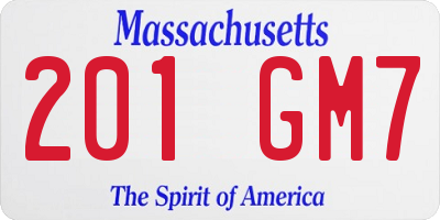 MA license plate 201GM7
