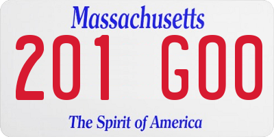MA license plate 201GO0
