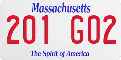 MA license plate 201GO2