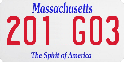 MA license plate 201GO3