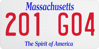 MA license plate 201GO4