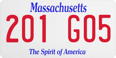 MA license plate 201GO5
