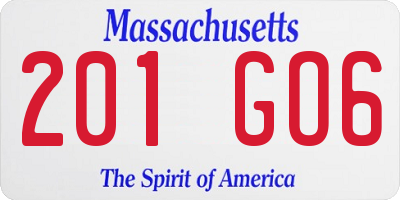 MA license plate 201GO6
