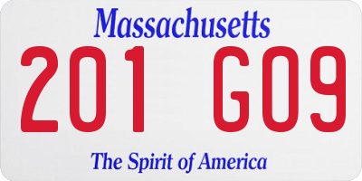 MA license plate 201GO9