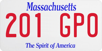 MA license plate 201GP0