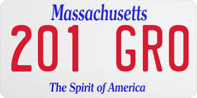 MA license plate 201GR0