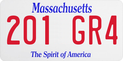MA license plate 201GR4