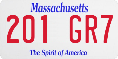 MA license plate 201GR7