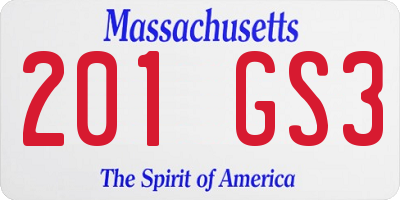 MA license plate 201GS3