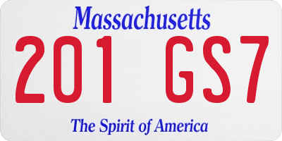 MA license plate 201GS7