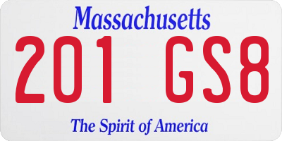 MA license plate 201GS8
