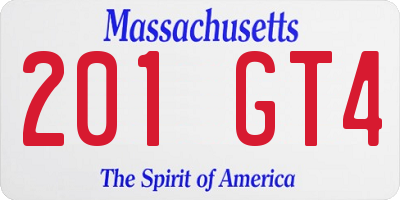 MA license plate 201GT4