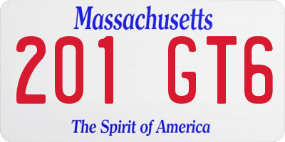 MA license plate 201GT6