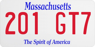 MA license plate 201GT7