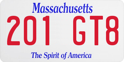 MA license plate 201GT8