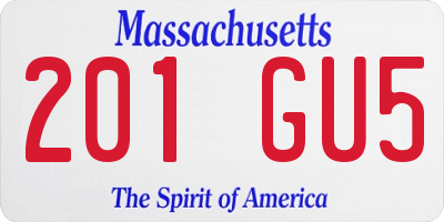 MA license plate 201GU5