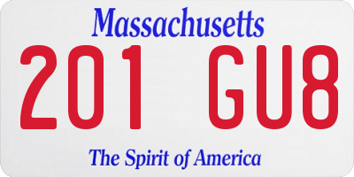 MA license plate 201GU8