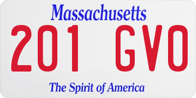 MA license plate 201GV0