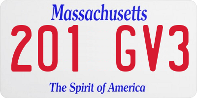 MA license plate 201GV3