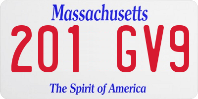 MA license plate 201GV9