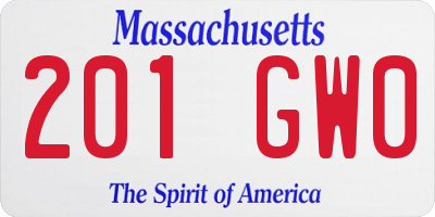 MA license plate 201GW0