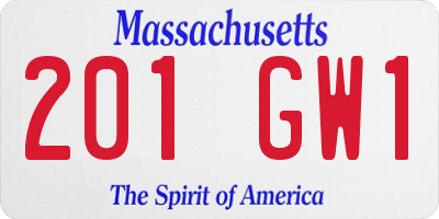 MA license plate 201GW1