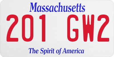 MA license plate 201GW2
