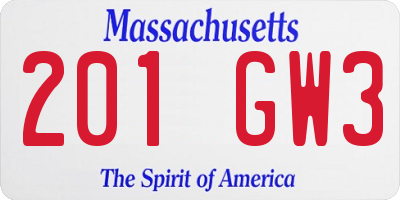 MA license plate 201GW3
