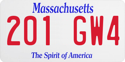 MA license plate 201GW4