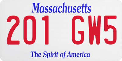 MA license plate 201GW5