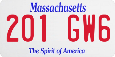 MA license plate 201GW6